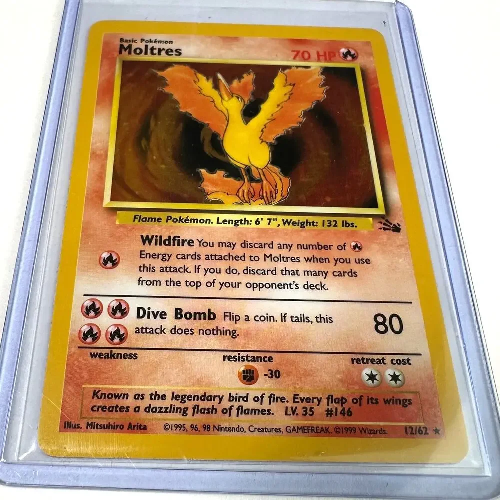 Pokemon TCG Moltres Fossil 12/62 Holo Rare Unlimited Excellent Condition